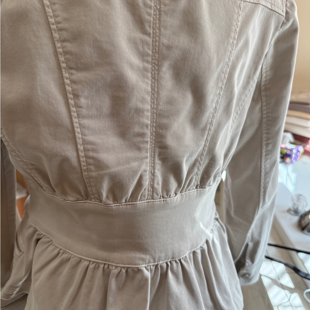 White House Black Market Taupe Zip-Front Utility Jacket - Picture 3 of 9